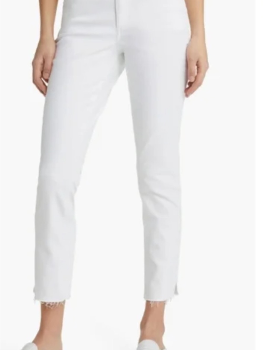 Wit & Wisdom White Cropped Raw-Hem Ankle Jeans